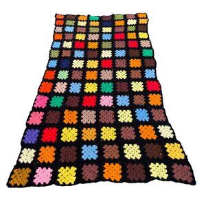 Handmade Crochet Granny Square Rectangle Couch Throw Roseanne Afghan Grandmacore